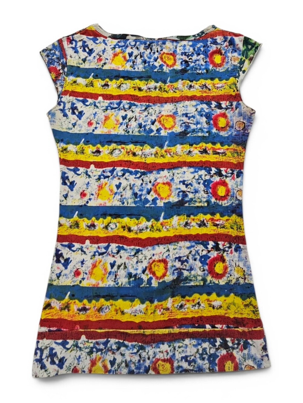Desigual Cotton Cap Sleeve Printed Graphic Tee In Green Multi Size Small - Picture 3 of 6